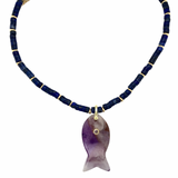 Zani Lapis Fish Charm Necklace