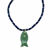 Zani Lapis Fish Charm Necklace