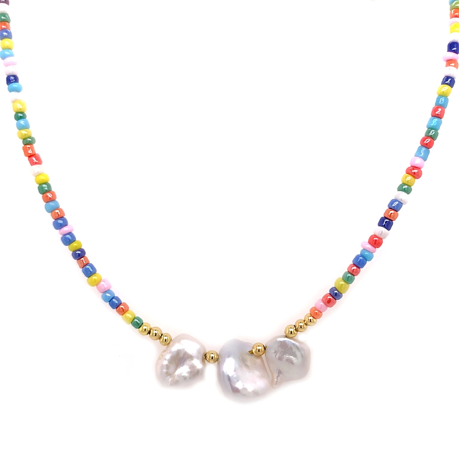 Ione Multicolor Pastel Beaded Necklace