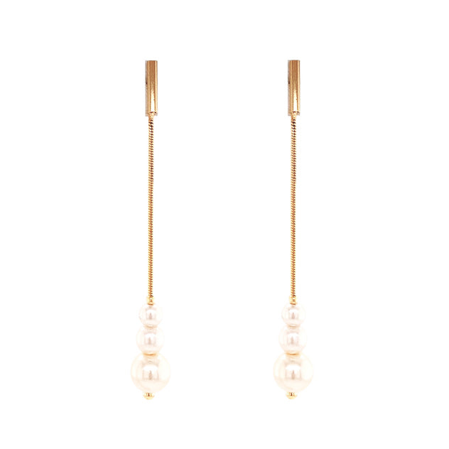 Long Pearl Drop Earrings
