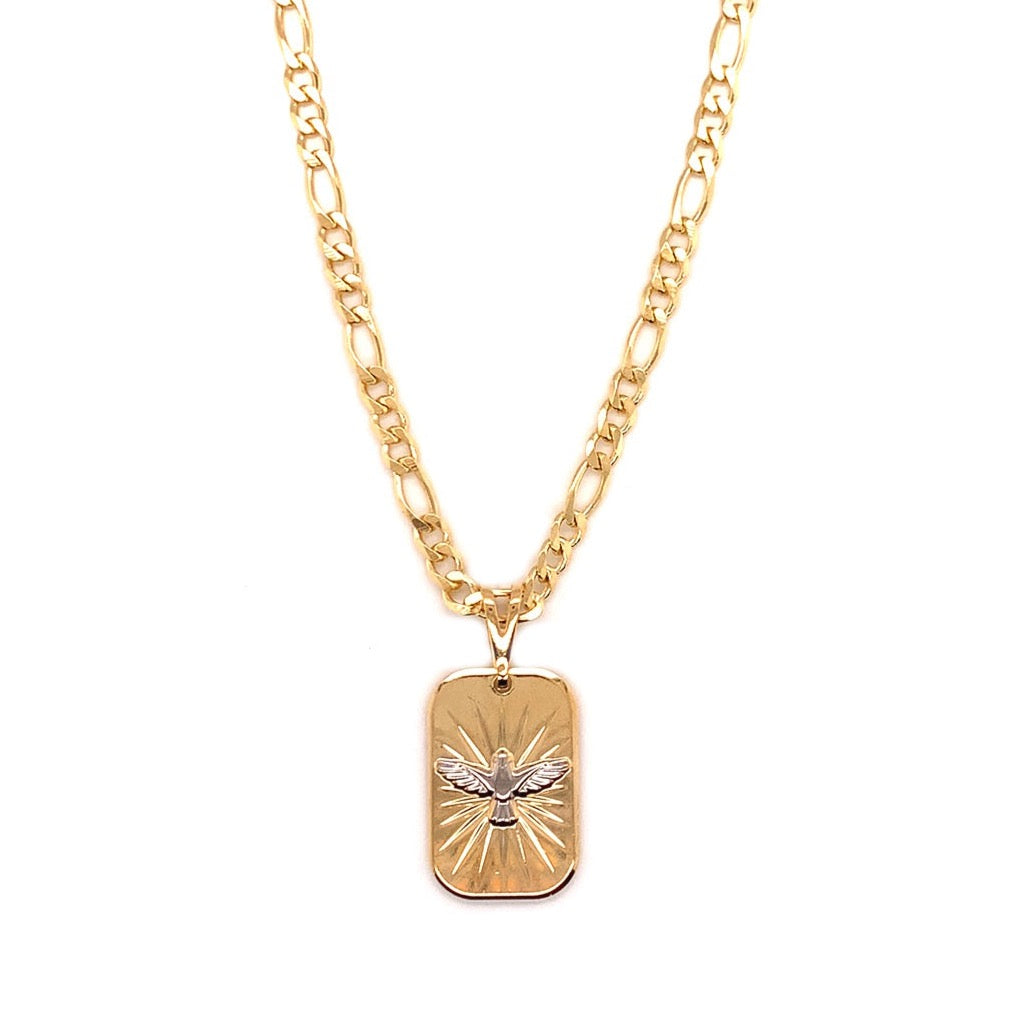 Two-Tone Holy Spirit Pendant Necklace