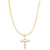 River Pearl Cross Necklace