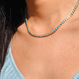 Tanya Teal Gemstone Tennis Necklace