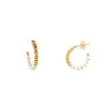 Jani Half Pearl x Gold Beaded Hoops