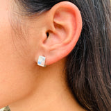 Silver Cube Hoops