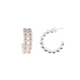 Silver Beaded Hoops