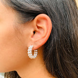 Silver Beaded Hoops