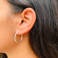 Thin Silver Hoops