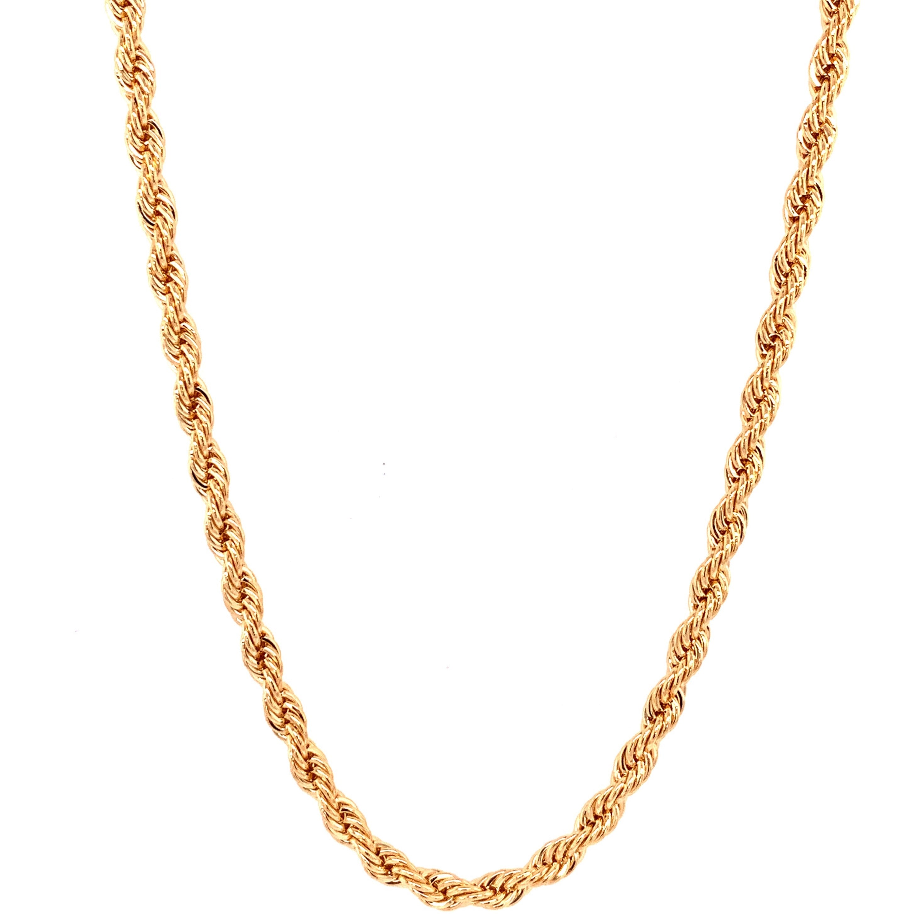 White Gold Rope Chain (4mm) -14k White sold Gold Plated. 20”