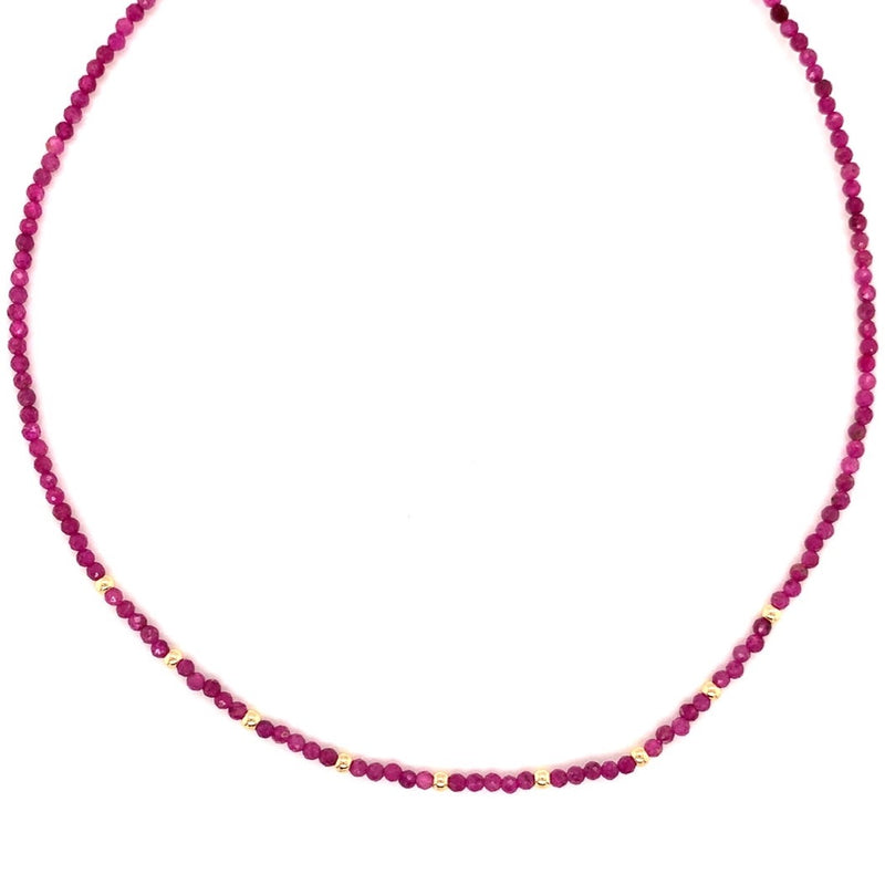 Dainty Ruby Beaded Necklace