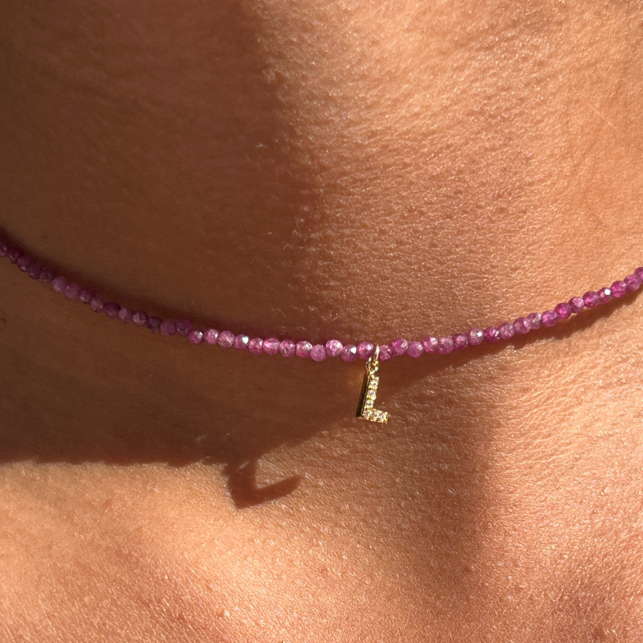 Gracie Gemstone Initial Choker