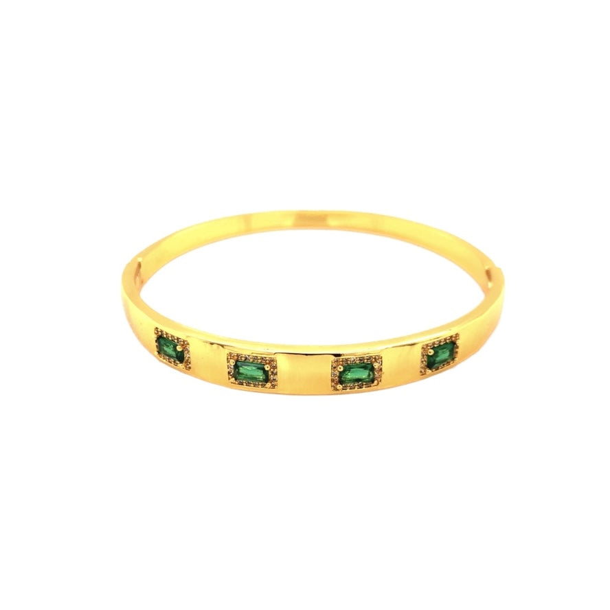 CZ Gemstone Gold Plated Bangle Bracelet