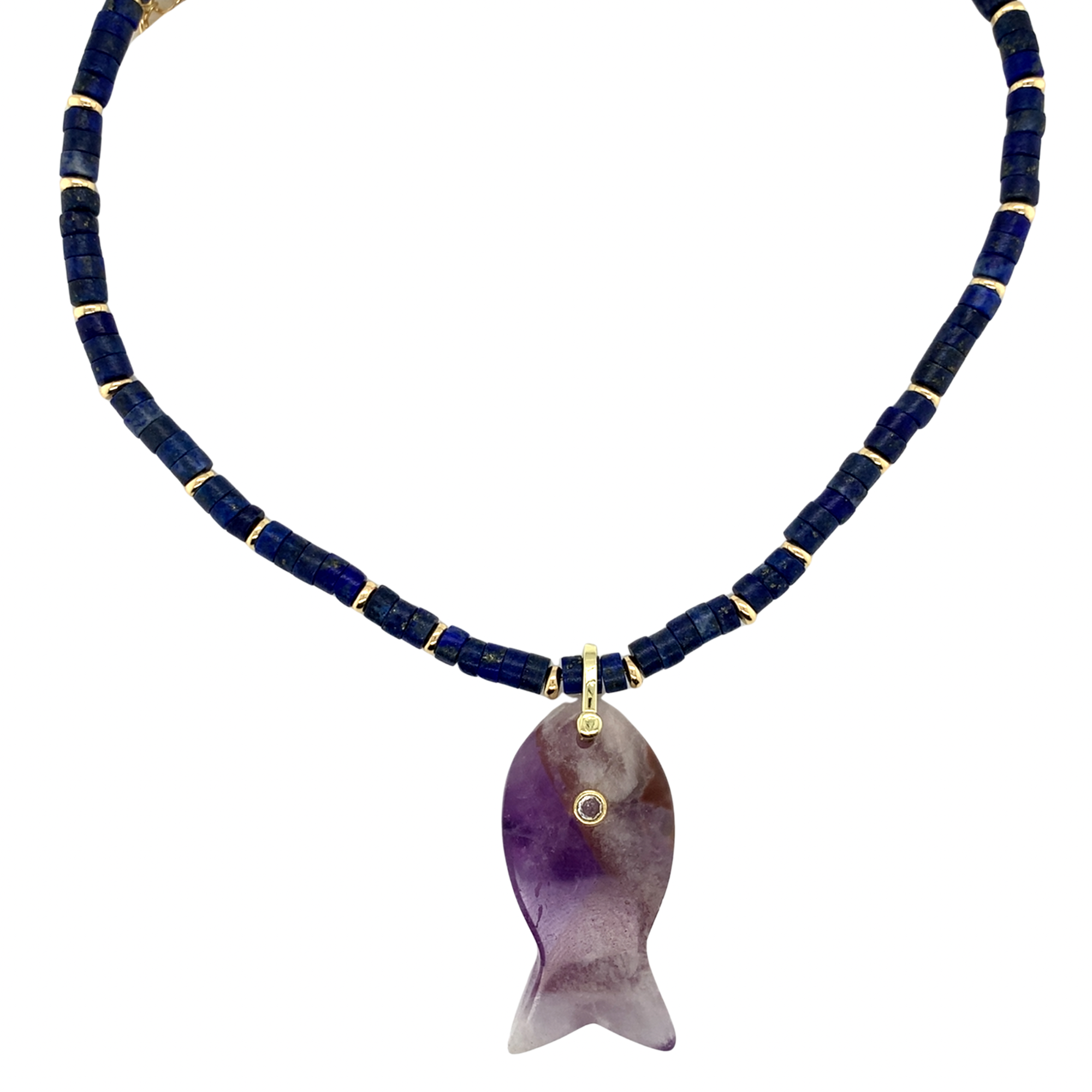 Zani Lapis Fish Charm Necklace