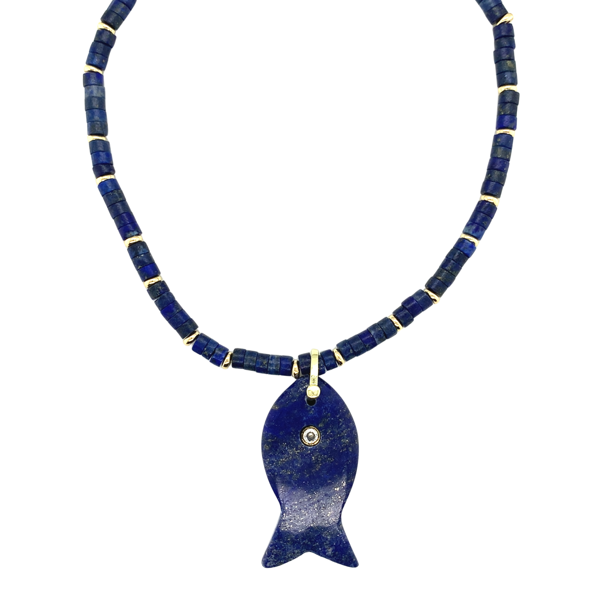 Zani Lapis Fish Charm Necklace