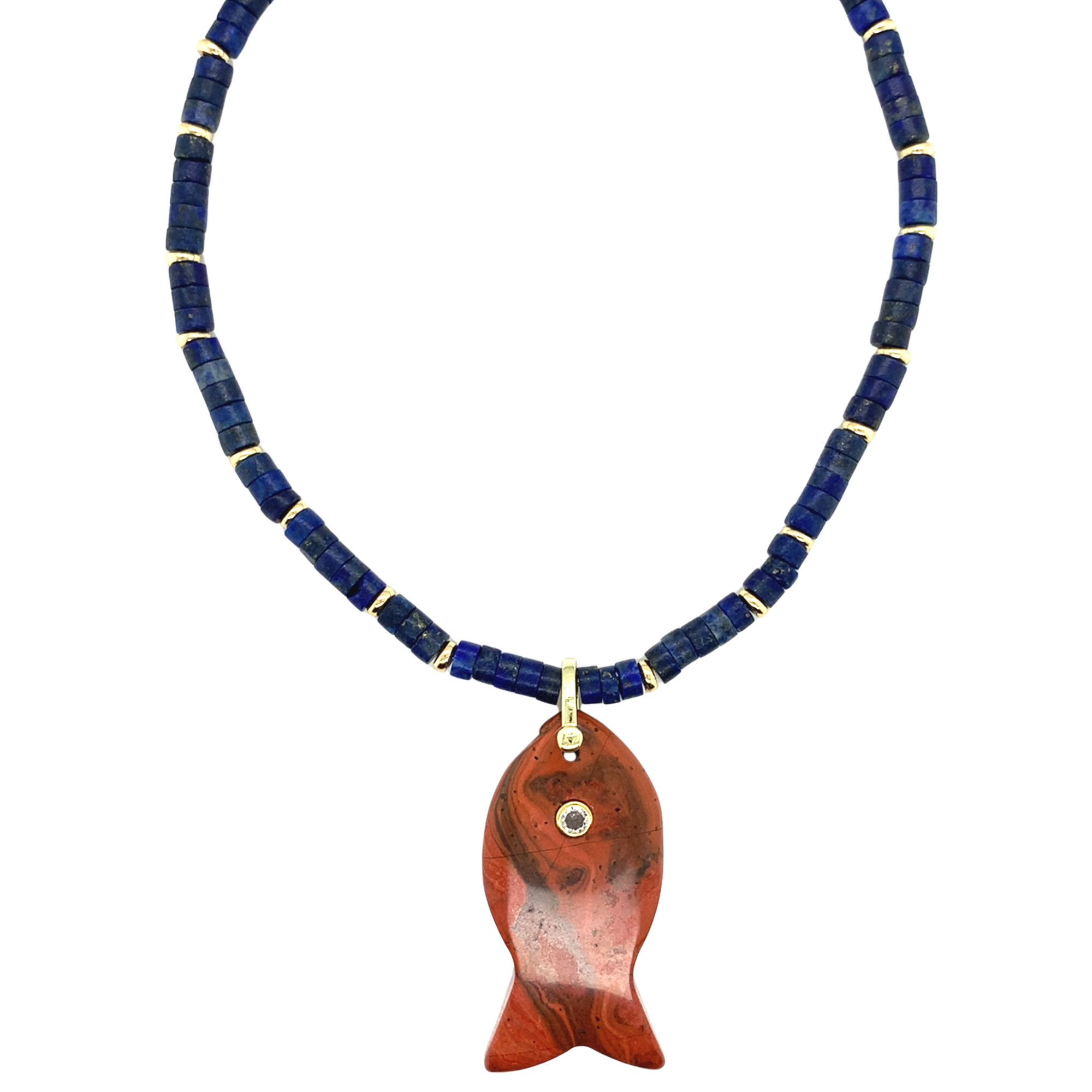 Zani Lapis Fish Charm Necklace
