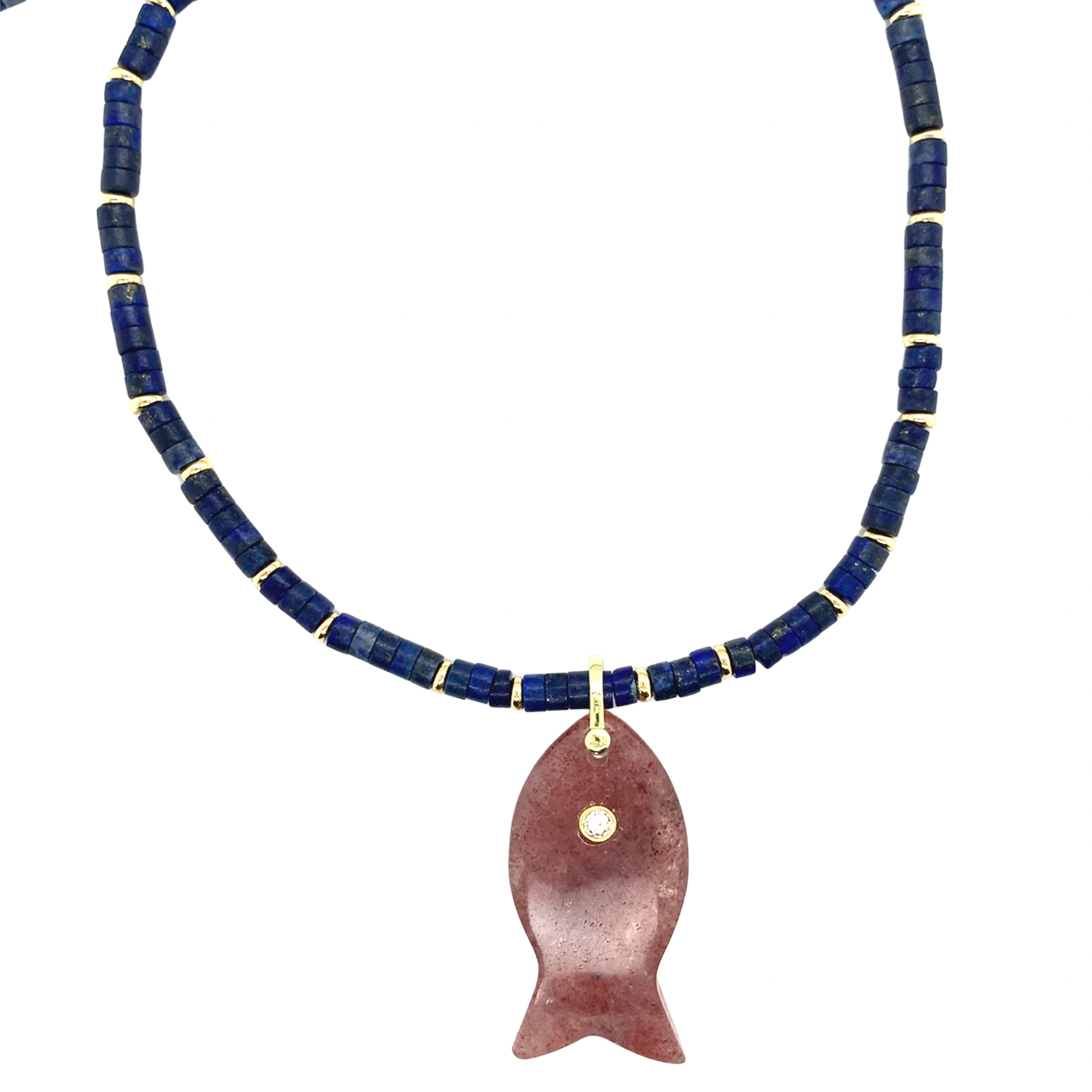 Zani Lapis Fish Charm Necklace
