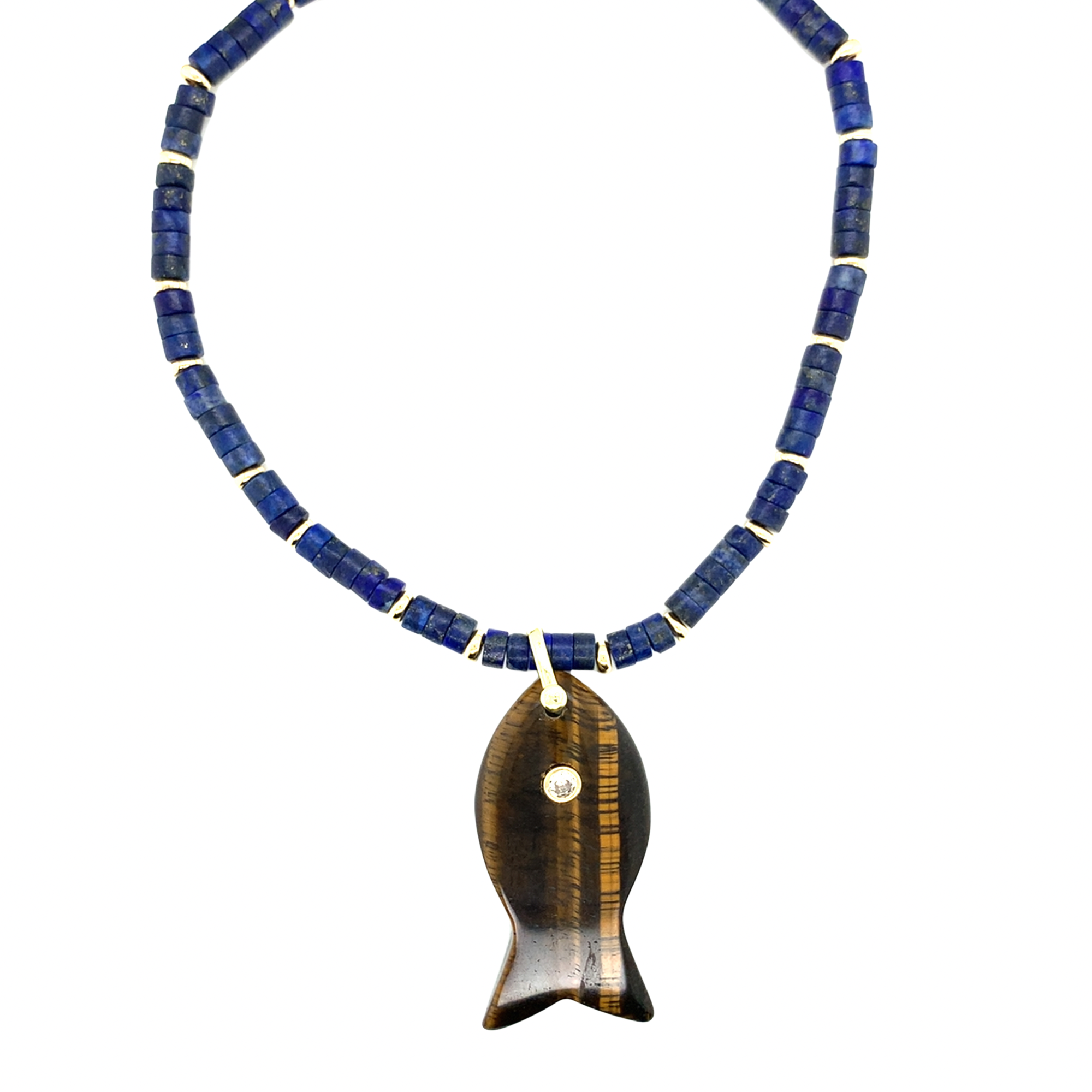 Zani Lapis Fish Charm Necklace