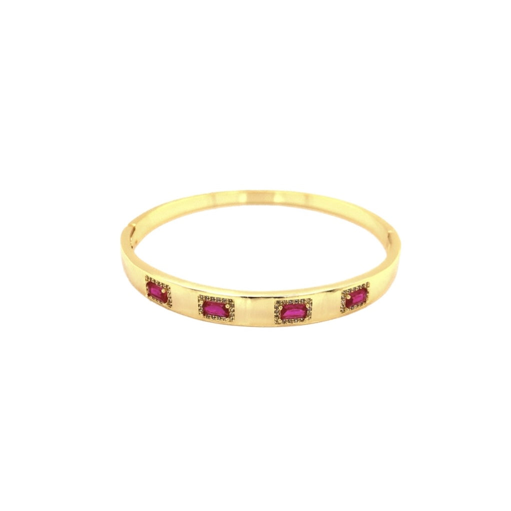 CZ Gemstone Gold Plated Bangle Bracelet