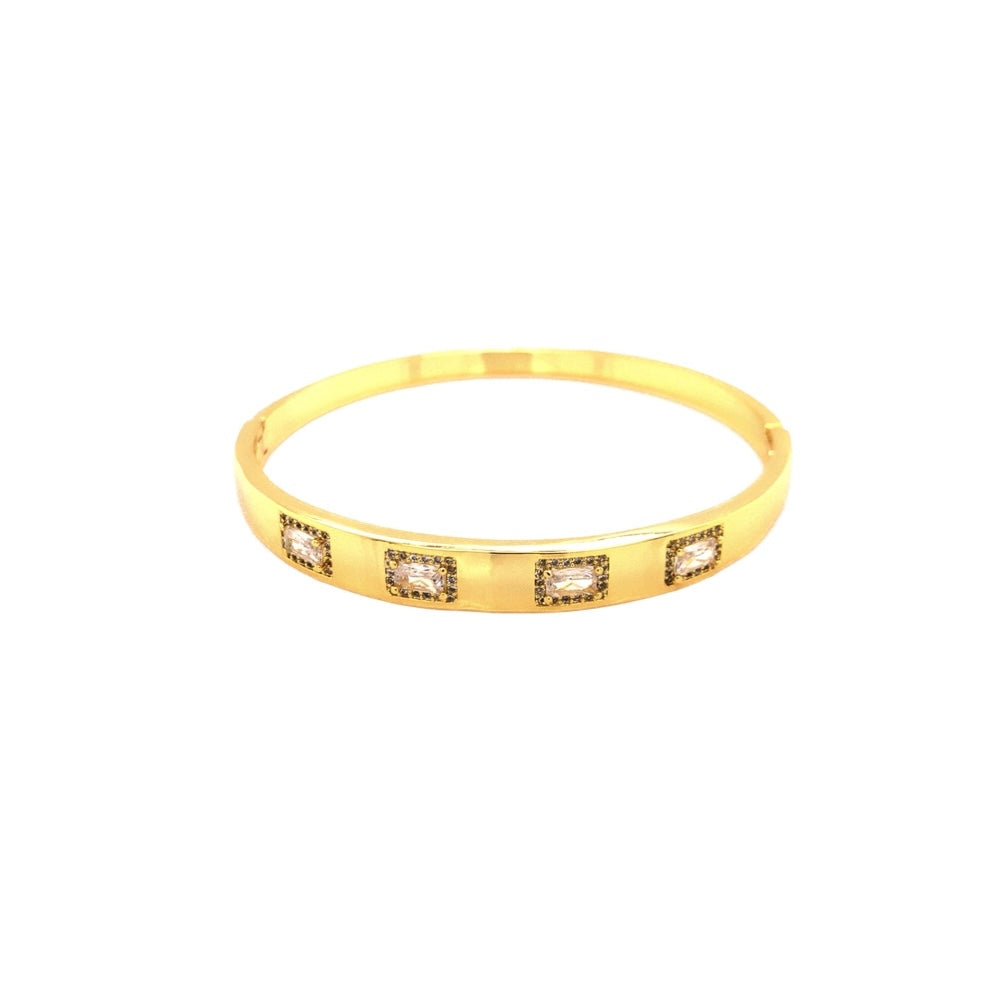 CZ Gemstone Gold Plated Bangle Bracelet