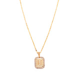Mia CZ Block Initial Necklace