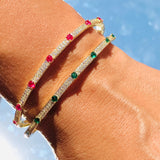 Lustrous Gemstone CZ Bangle Bracelet