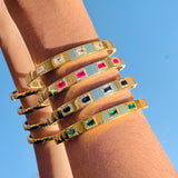 CZ Gemstone Gold Plated Bangle Bracelet