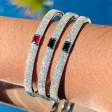 Gemstone CZ Bangle Bracelet