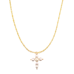 River Pearl Cross Necklace