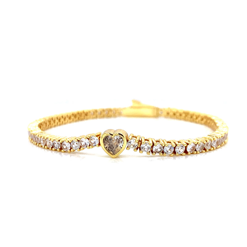 Carla CZ Heart Tennis Bracelet