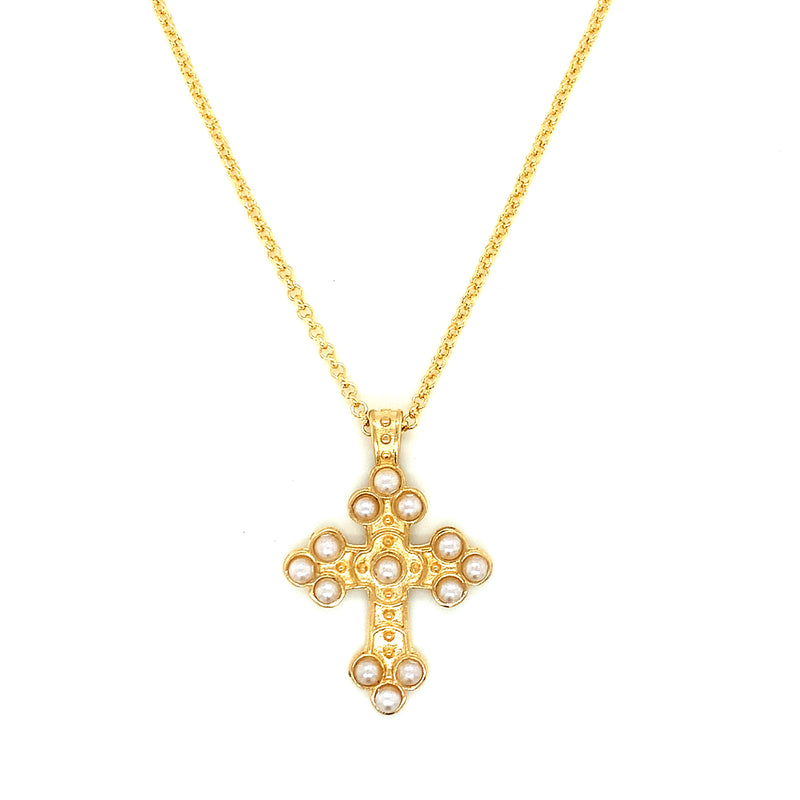 Pilar Pearl Cross Necklace