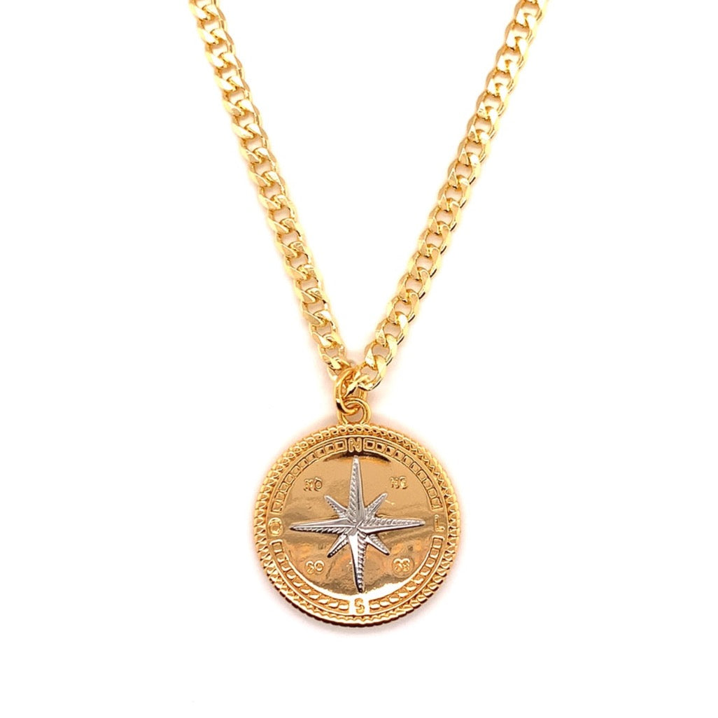 Two-Tone Compass Necklace