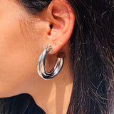 Silver Twist Hoops