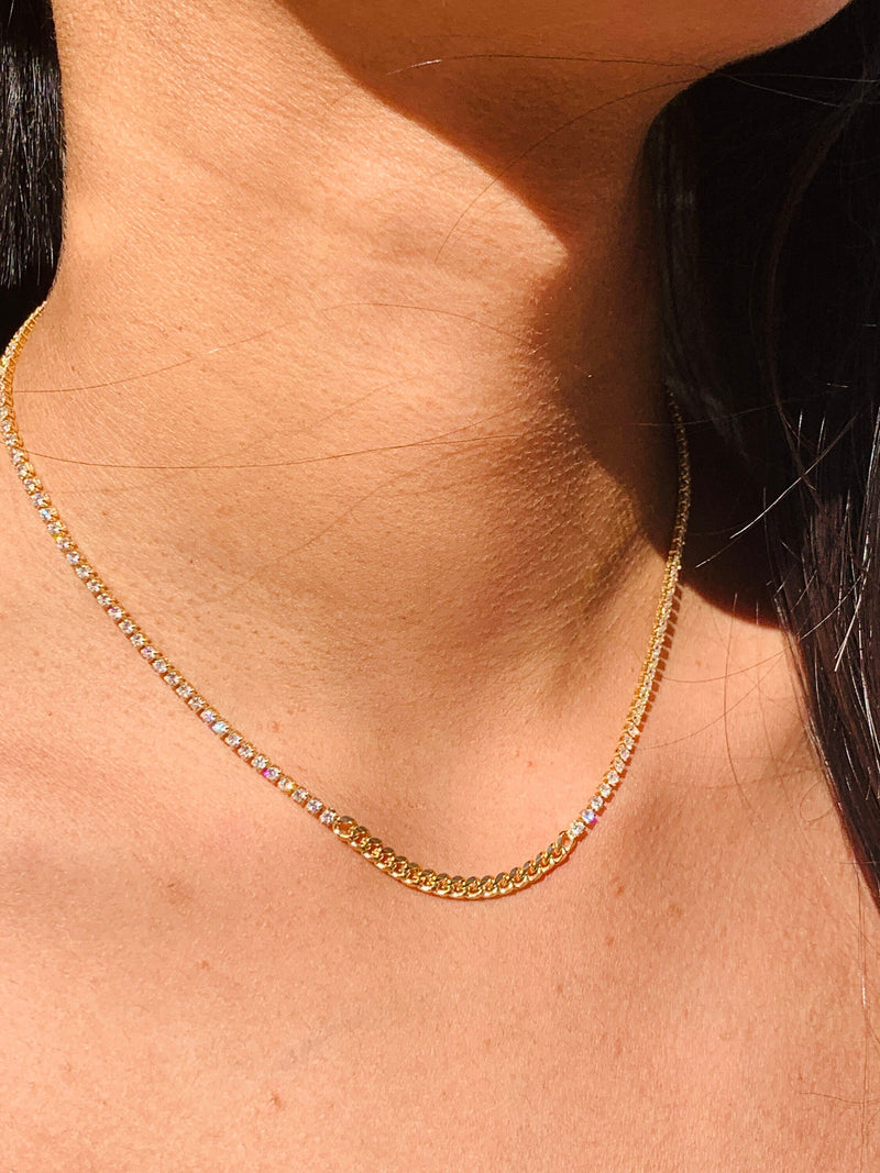 Sofie Diamond Tennis Curb Necklace