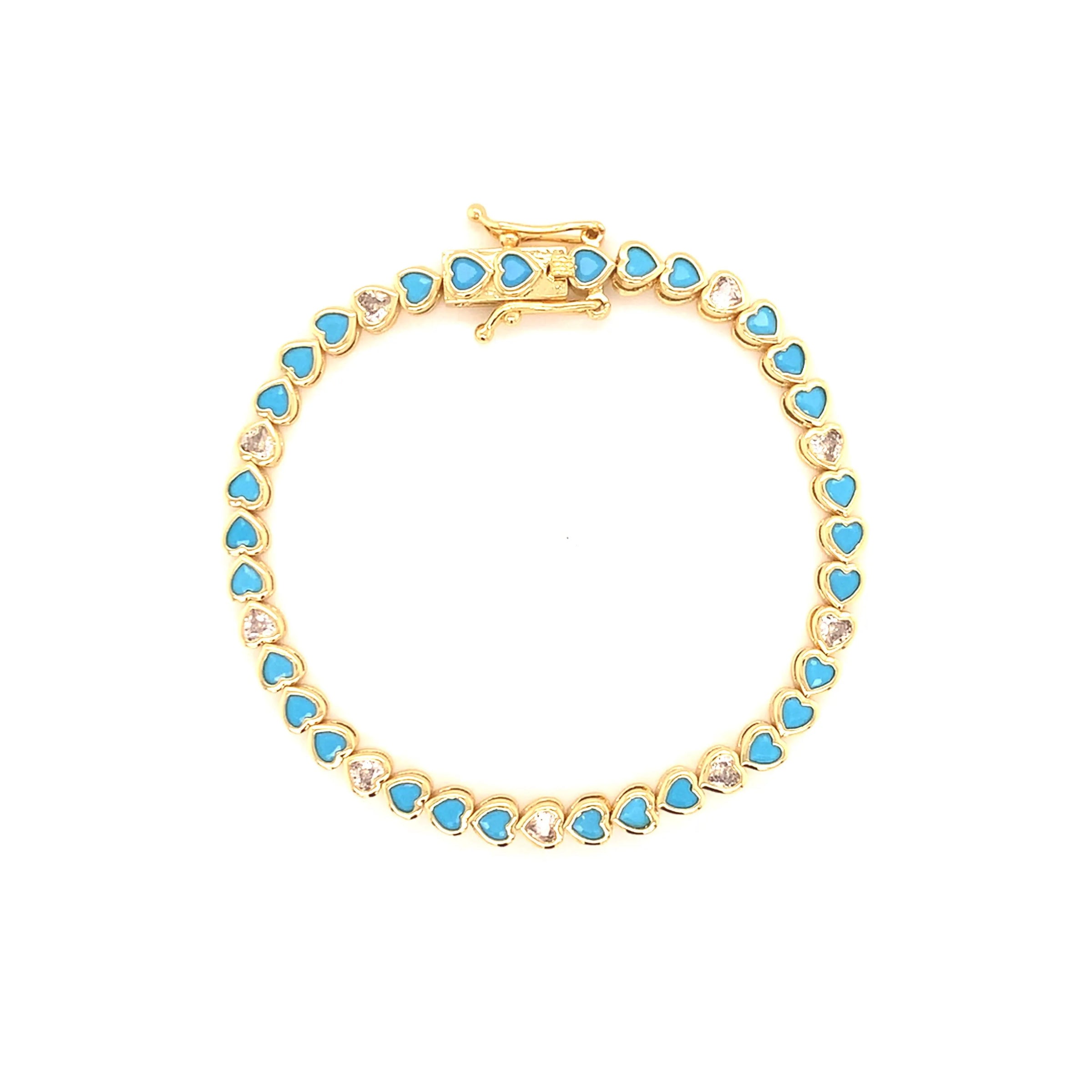 Turquoise Heart Tennis Bracelet