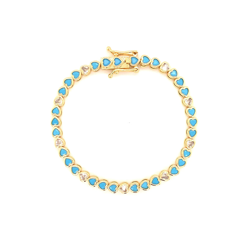 Turquoise Heart Tennis Bracelet