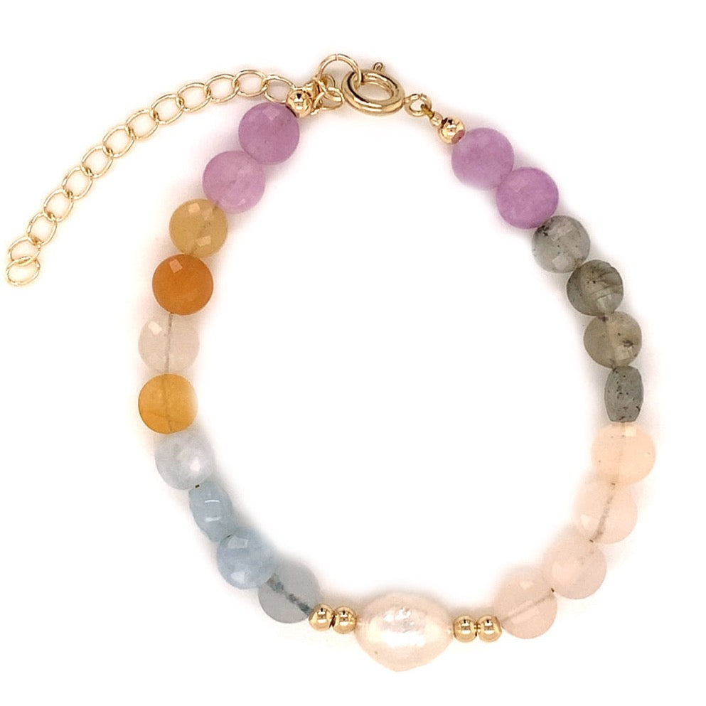 Gemstone Coin Beaded Bracelet