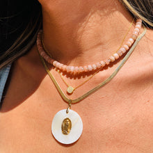Virgin Mary Shell Pearl Herringbone Necklace