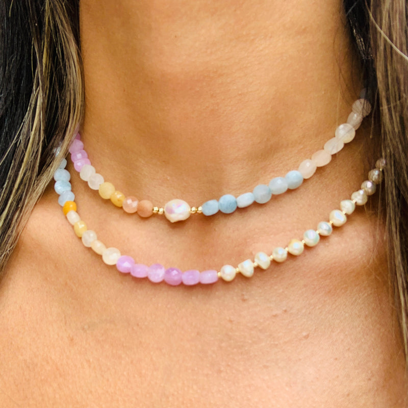 Pearl Gemstone Beaded Necklace